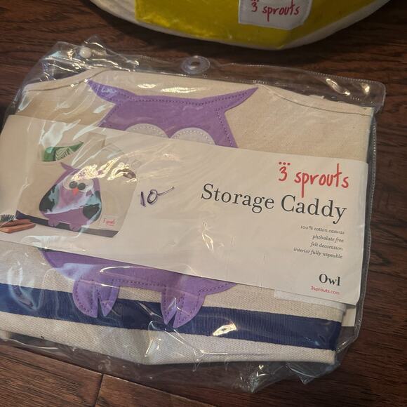 3 Sprouts Canvas Storage Bins Laundry Toy Basket Kids rooms monkey elephant owl - Picture 5 of 8